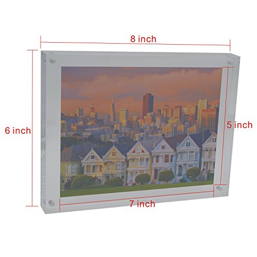 Hesin Acrylic Photo Frame 6 By 8 Inch Double Sided Frameless Picture Frame Magnetic Acrylic Block Desktop Photo Display Holder With Gift Box Package Thickness 12+12Mm (6"X8") #TOP4