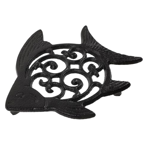 Hemobllo Pietra da giardino in ghisa, motivo pesce, resistente alle intemperie, grande pietra decorativa per pavimentazione per esterni