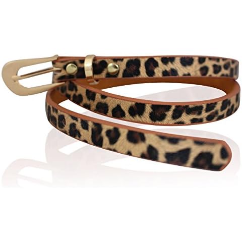 Details about NEW LADIES LEATHER SKINNY BELTS WOMENS LEATHER BELTS LEOPARD PRINT 28"- 44" LB03 (MEDIUM) Cover