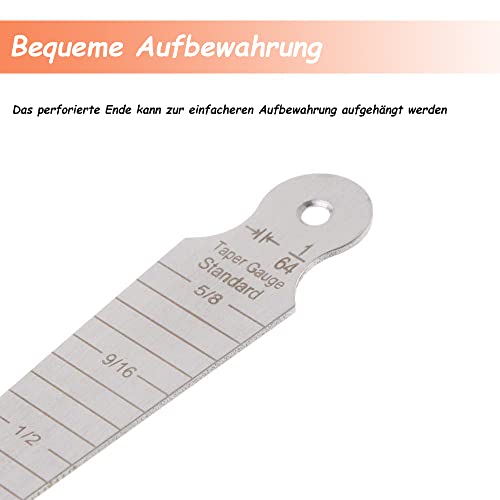 Mesee Edelstahl Lineal, Keil Fühlerlehre, Konuslehre, Tiefenlineal, 1-15 mm Edelstahl Spaltlehre Schweißen Lineal, Tragbares Lineal für Tischlerzeichnungen für die Verjüngungsmessung