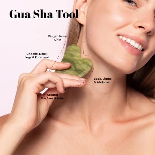 Image of ROSELYNBOUTIQUE Gua Sha Facial Tools & Jade Roller Original Face Massager for Puffiness Wrinkless Skin Care Routine - Self Care Gift for Men Women