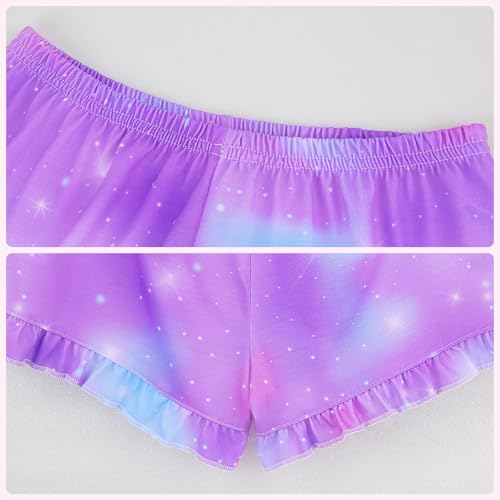 MHJY Girls Button Down Pajamas Sets, Short Sleeve Sleepwear with Shorts for Kids, Summer Pjs4