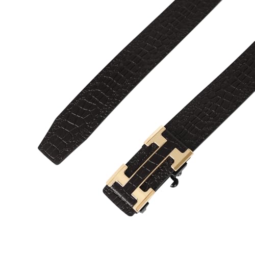 Image of Aurolran Men&Womens Leather Dress Belt Business Automatic Buckle Belt Color-Black Silver Gold