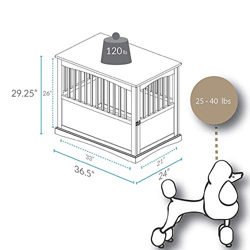 Casual Home Wooden Large Pet Crate, End Table, White - Image 5