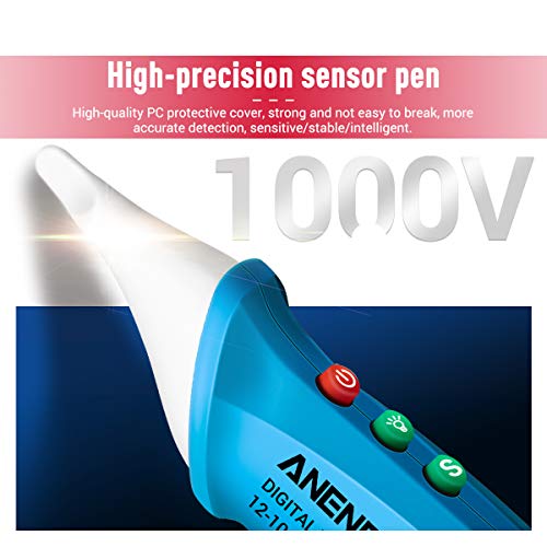 kstyhome vc1018 testeur de tension numérique lcd sans contact 12v 1000v testeur de stylo multifonction détecteur de tension ac / dc crayon de test de batterie de continuité électrique avec alarme sono