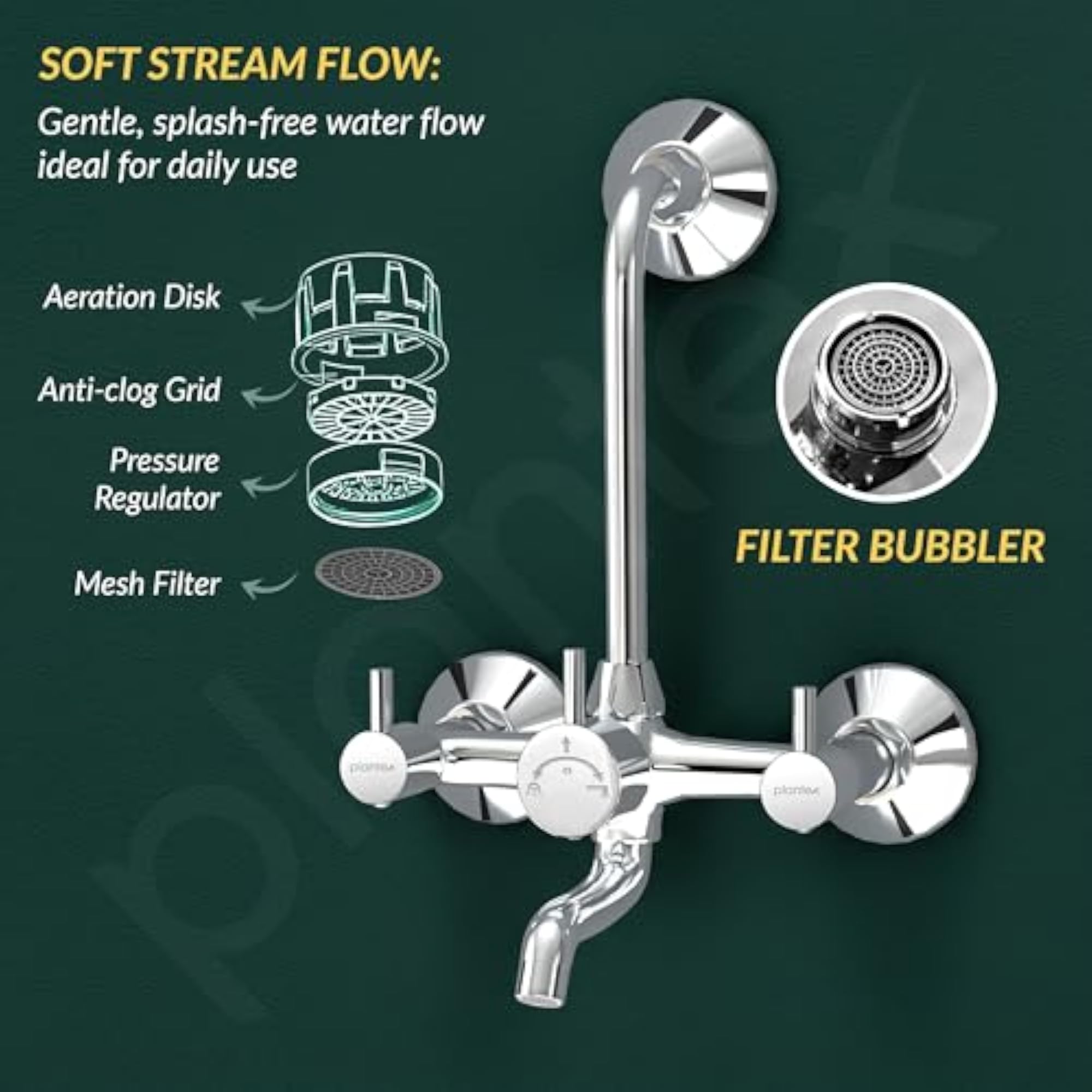 Wall Mixer for Bathroom with L-Bend Connector