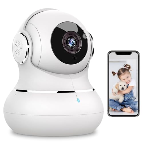 Little elf Überwachungskamera Innen, WLAN IP Kamera Indoor WiFi Camera für Haustier, 2K Babyphone mit Kamera mit IR Nachtsicht, Hundekamera mit App, 360 Grad Kamera überwachung innen mit Alexa