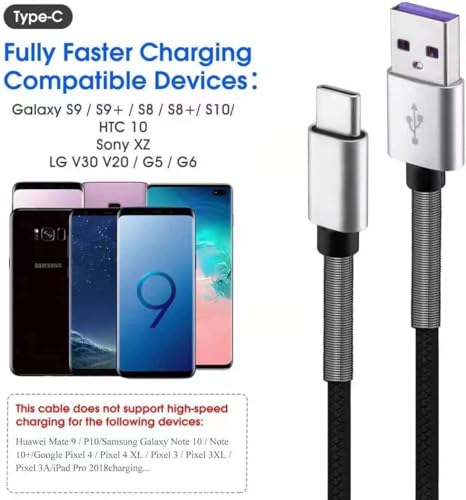 Image of [5Pack 1ft] Compatible with Samsung Galaxy S9 S10 S8 Plus Charger Cord(3A Fast Charging), TPE USB C Type Charger Cable,USB A to Type C Replacement for Samsung A32 /A12 /A10e /A20 /A51 20 /9 /8,LG-Silver
