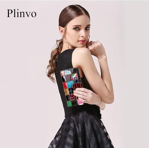 Multicolor Genuine Leather Wallet for Women Card Holder Organizer with Flap Phone Pocket (Diamond-S)2