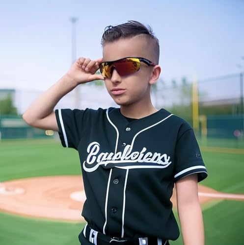 Image of FEISEDY Kids Polarized Sports Sunglasses, TR90 UV400 Baseball Cycling