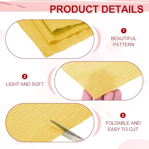 Image of MECCANIXITY Crepe Paper Roll 8.2ft Long 13 Inch Wide for Wedding Ceremony Various Large Festivals Decoration, Gold
