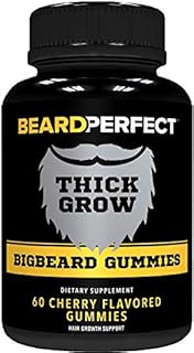 THICKGROW BIGBEARD Gummies - Get a Stronger, Longer, Thicker Beard - Beard Growth Formula for Men - with Biotin, B12, and 10+ Elite Beard-Building Vitamins and Nutrients - 60 Cherry Flavored Gummies!