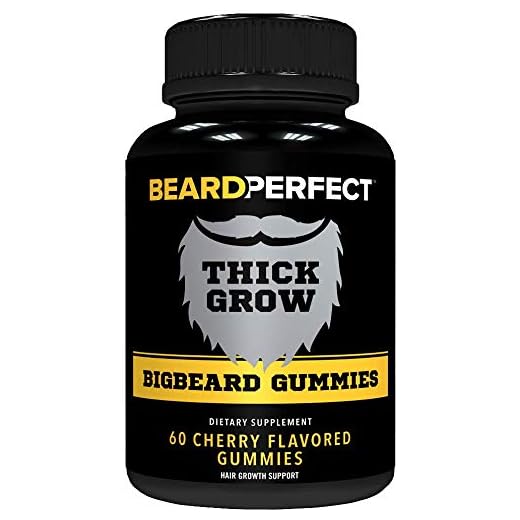 THICKGROW BIGBEARD Gummies - Get a Stronger, Longer, Thicker Beard - Beard Growth Formula for Men - with Biotin, B12, and 10+ Elite Beard-Building Vitamins and Nutrients - 60 Cherry Flavored Gummies!