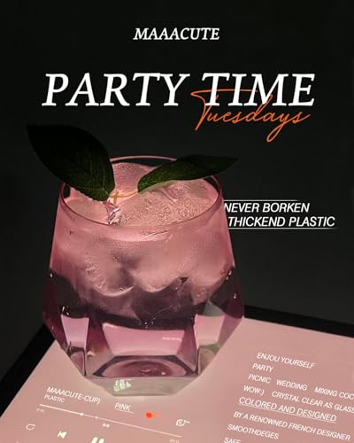 Image of Maaacute 40 Pack Plastic Stemless Wine cocktail Whiskey Champagne Glasses, 12 Oz Disposable Unbreakable Cups for Party Bars Wedding Tasting (Pink)
