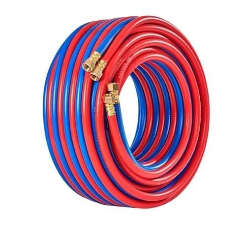 Juego de mangueras de soldadura de oxígeno y acetileno con conectores de latón, mangueras de soldadura dobles duraderas para transferencias de gas seguras y aplicaciones de soldadura
