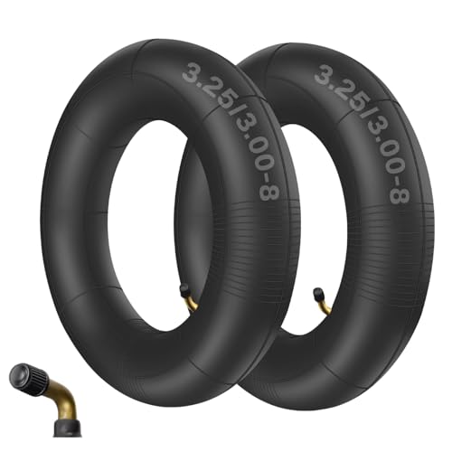 2 Stück 3.25-8 3.00-8 Schlauch mit Gebogenem Ventil TR-87, Rasenmäherreifen Schlauch 3.25/3.0-8 Kompatibel mit Rasenmäher, Schubkarren, Gartenanhängern, Go-Karts-8 Zoll Felge