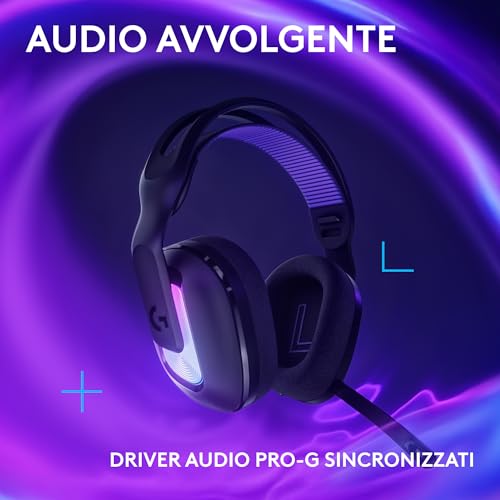 G522 LIGHTSPEED cuffia con microfono gaming wireless, LIGHTSYNC RGB, microfono e audio sincronizzato avanzato, connettività tripla con LIGHTSPEED, Bluetooth, da USB-A a USB-C per PC - Nero - Cuffia gaming - Immagine 3