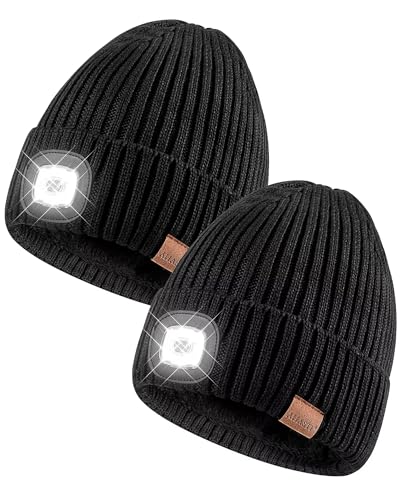Beanie with Light for Men 2 Pack, Hat with Light...