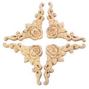 MUXSAM 4 Stück Holz geschnitzte Eckverzierungen