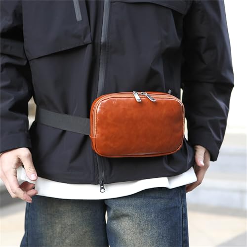Image of Leather Fanny Pack Bag for Women, Chain Belt Bag Chest Purse Fashionable Crossbody Waist Bags Handbag for Everyday Use Trip Walking Hiking