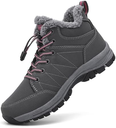Moudn Dames sneeuwlaarzen winter enkellaarzen warm bont gevoerd antislip wandelschoenen outdoor ski trekking zwart maat 36-41, Zwart, 37 EU