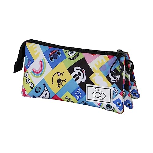 Disney 100 Collage-FAN Triple Pencil Case 2.0, Multicolour, 23 x 11 cm, Multicolour, One Size, 2.0 FAN Triple Pencil Case Collage