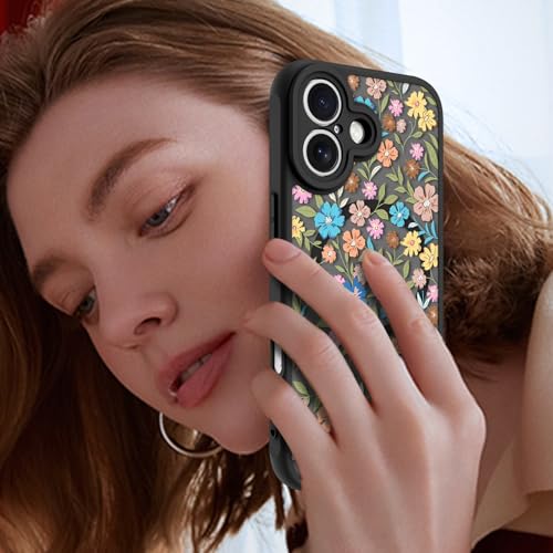 Image of KANGHAR Case Compatible with iPhone 16 Flower Pattern | [Compatible with Magsafe] Cute Colorful Blooming Florals Protective Magnetic Case for Girls Women 6.1 inch