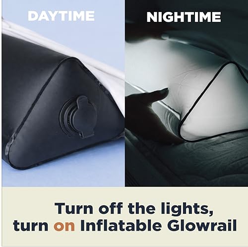 Image of Travel Bed Rail - Inflatable Bed Bumper for Safe Sleep & Fall Protection | Fits Twin, Full, Queen & King Beds | Non-Slip Base | Built-In Gentle Glowing Night Light | Portable Travel Bed Rail | 1-Pack