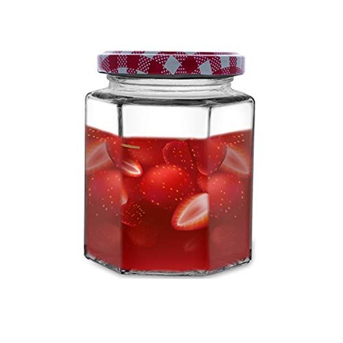 Image of CROCO JAR Hexagon Glass Jar Set of 6 (250 ml) | Airtight Black Lid Mini Glass Storage Jars for Spices Mouth Freshener & Condiments