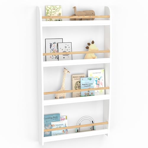 IDMarket - Libreria da parete per bambini Paulette 4 ripiani bianco e legno