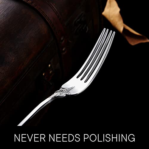Royalrose 4-Piece Monarchy Dinner Fork, 18/10 Stainless Steel, 8-Inch, Mirror Polish, Dishwasher Safe #TOP3