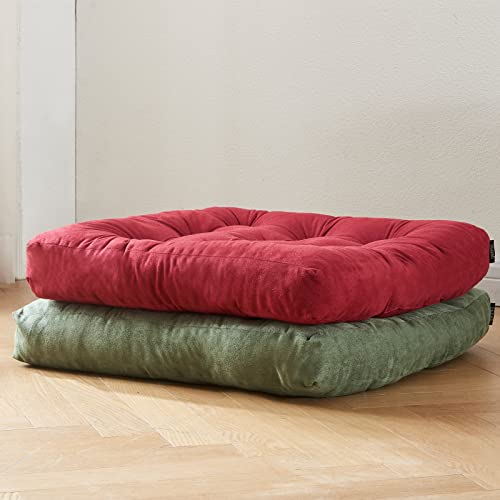 Getmo Resin Large Floor Pillows,Square Meditation Pillow,Microsuede Sitting Pillows Floor Cushion For Yoga Living Room Balcony Office Outdoor,Seat Cushion Tatami For Chair Sofa,22X22 Inch,Green #TOP3