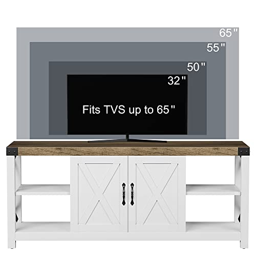 image for IDEALHOUSE Farmhouse TV Stand for 65/60/55 Inches, Mid Century Modern 
