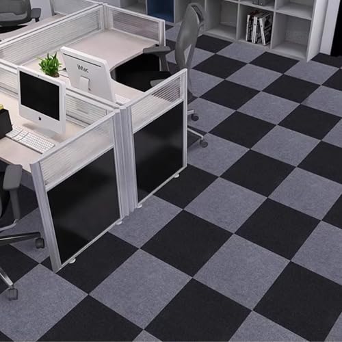 CINY 30 Stück selbstklebende Teppichfliesen, 30x30cm leicht abziehbare und aufklebbare Bodenfliesen, rutschfest, strapazierfähig, Bodenfliesen für Innenräume, für, Büro, Arbeitszimmer（Dunkelgrau）