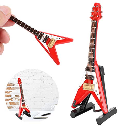 10 cm/3.9in Houten Mini Rood Elektrische Gitaar Model Muziekinstrument Woonkamer Desktop Decoraties Hoge Simulatie met… - Image 7
