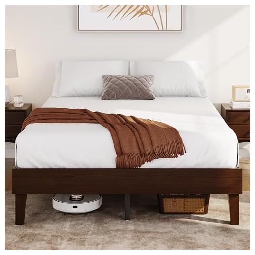 37+ Dark Cottagecore Bedroom Ideas 2 Yaheetech Full Bed Frame Natural Solid Wood Platform Bed with Wooden Slats Support, 12-inch Underbed Space for Storage, Noise-Free Design, Easy Assembly, Dark Walnut Finish