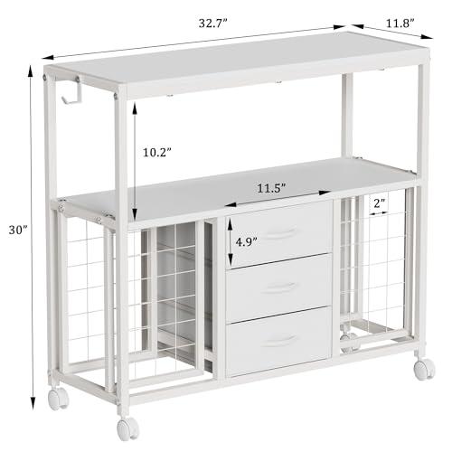 Image of 48 Vinyl Roll Holders for Cricut Cart, 32 inchW Large Craft Cart with 3 Fabric Drawer, Craft Organization and Storage Compatible with Cricut Maker Machine, Crafting Table Workstation, White,Patent Pending