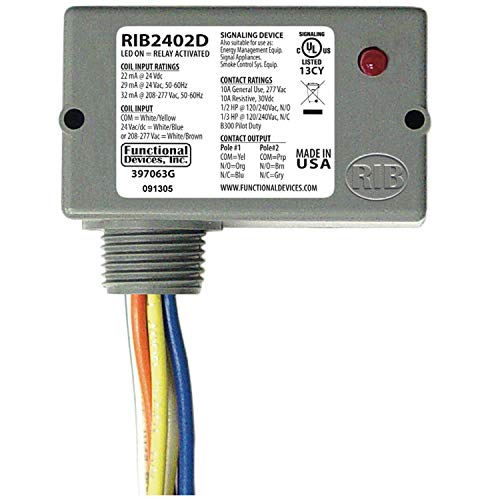 Relais pilote Functional Devices RIB2402D DPDT 10A 24V et boîtier NEMA 1