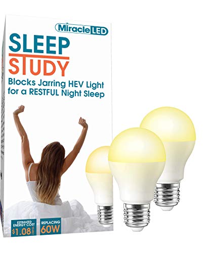 Miracle LED 9W Sleep Study Blue Light Blocking Bulb to Aid Unwinding and Relaxation for Bedtime (2-Pack), Amber Glow
