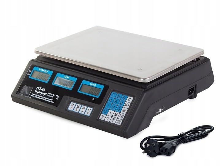 Girox - Elektronische Ladenwaage 40 kg - Preisrechner Waage LCD doppelte Anzeige für Kunde und Bediener - Akku und 230V Netzbetrieb - Tara Speicher 7 PLU - 33 x 23 cm Wiegefläche