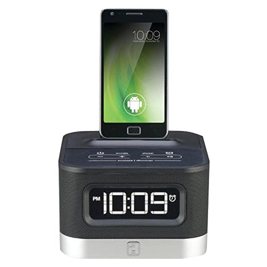 IHMIC50B - IHOME iC50B Universal Charging FM Stereo Alarm Clock Radio for Android (TM) Smartphones