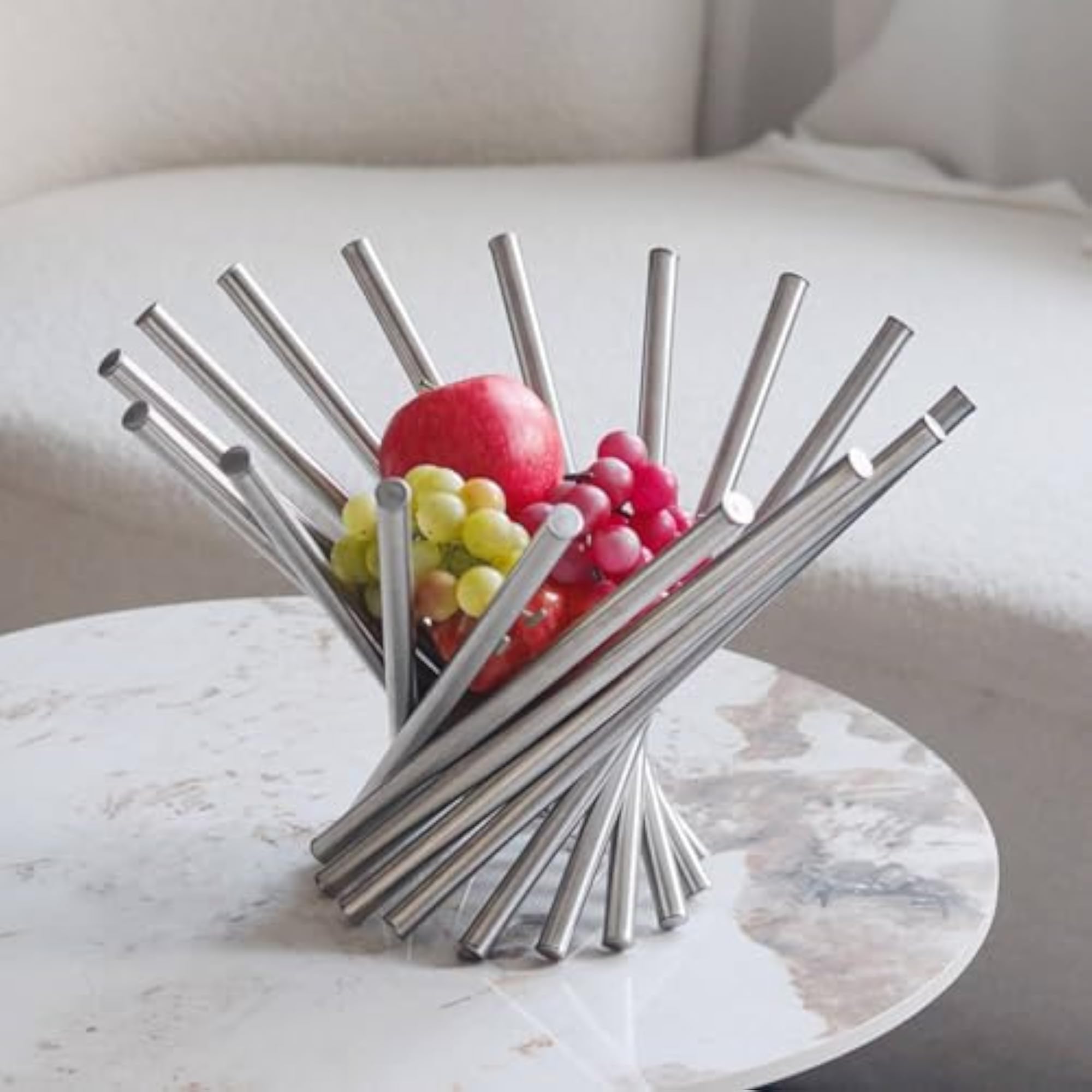 Foldable Fruit Tray, Decorative Snack Dish in Silver
