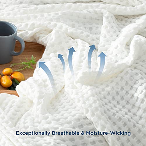 Bedsure Cooling Bamboo Waffle Twin Xl Blanket - Lightweight And Breathable Twin Blankets For Hot Sleepers, Soft Spring Blanket, Luxury Cotton Throws For Bed, Couch And Sofa, White, 66X90 Inches #TOP4