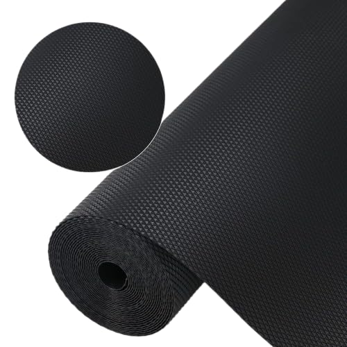 Image of Crasts Multipurpose Super Strong EVA Anti-Slip Kitchen Mats for Cupboard | Washable Shelf Liners for Kitchen Shelves, Cabinet Placemats (Black, 45W x 500L cm (5L m))