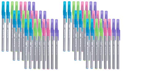 BIC Round Stic Grip Xtra Comfort Fashion Ballpoint Pens, Assorted Fashion Colors, Pack of 24 (Bundle (48)