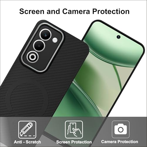 Image of SBMS Back Cover for Oppo A5 5G / Oppo K13X 5G Soft Matte Silicone Cover with Slim Fit | Mag-Safe Logo (Not Mag-Safe Compatible) | Shockproof | Camera Protection Bumper Case for Oppo A5 5G (Black)