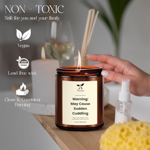Image of Vanilla Cinnamon Soy Candle 100% Natural Soy Wax Jar Candle, Essential Oil Scented Aromatherapy, 180g, 40+ Hour Clean Burn, Warm Home Fragrance, Premium Gift for Bedroom & Living Room