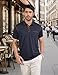 QOSOQ Men's Polo Shirts Short Sleeve Golf Polo T Shirt Lightweight Casual Button Down Shirts Summer Collared with Pocket Navy Blue