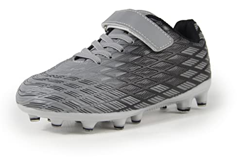 Sooneeya Kid's FG Soccer Cleats Outdoor Indoor Comfortable Athletic Shoes Grey Size 13 M US Little Kid
