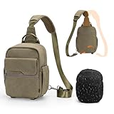 Cwatcun Camera Sling Bag Compact Large Camera Case, Waterproof Canvas Crossbody Camera Bag with Rain Cover, Travel Photography Bag for Canon Nikon Sony Fuji DSLR/SLR/Mirrorless Cameras, Lens, Green